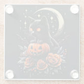 Halloween Black Cat, Moon & Pumpkin Glasuntersetzer (Rückseite)