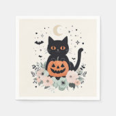 Halloween Black Cat, Moon & Pumpkin Serviette (Vorderseite)