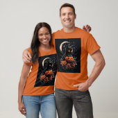 Halloween Black Cat, Moon & Pumpkin T-Shirt (Unisex)