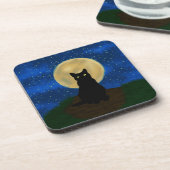 Halloween Black Cat Moonlit Silhouette Getränkeuntersetzer (Linke Seite)