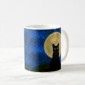 Halloween Black Cat Moonlit Silhouette Kaffeetasse (VorderseiteRechts)