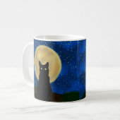 Halloween Black Cat Moonlit Silhouette Kaffeetasse (Vorderseite Links)