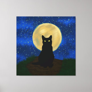 Halloween Black Cat Moonlit Silhouette Leinwanddruck