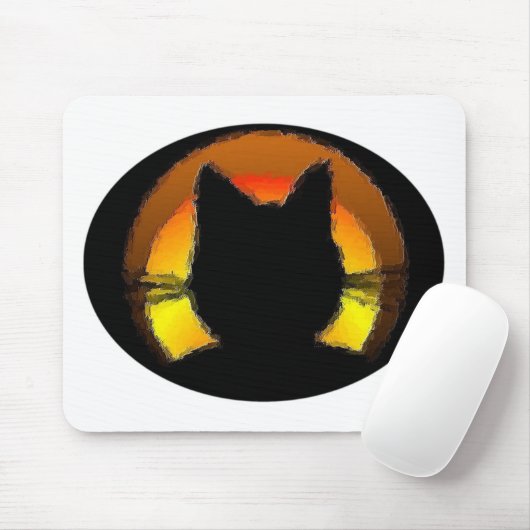 Halloween Black Cat Mousepad (Mit Mouse)