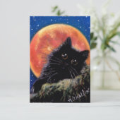 Halloween Black Cat Muggin Moon Einladungen (Stehend Vorderseite)