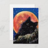Halloween Black Cat Muggin Moon Einladungen (Vorne/Hinten)