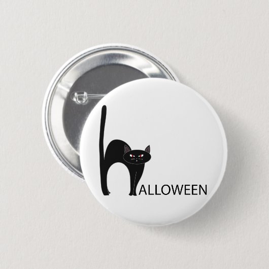 Halloween Black Cat Name Button (Vorne & Hinten)