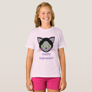 Halloween Black Cat Niedliche Gesichter T-Shirt