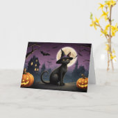 Halloween Black Cat Night Out Karte (Gelbe Blume)