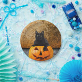 Halloween Black Cat On Pumpkin 7" Paper Teller (Party)