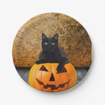 Halloween Black Cat On Pumpkin 7" Paper Teller
