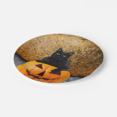 Halloween Black Cat On Pumpkin 7" Paper Teller (Schrägansicht)