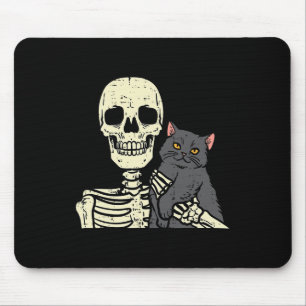 Halloween Black Cat on Skeleton Schulkostüm W Mousepad