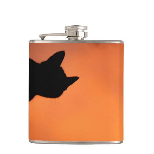 Halloween Black Cat Orange Hintergrund anpassen Flachmann (Vorderseite)