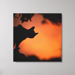 Halloween Black Cat Orange Hintergrund anpassen Leinwanddruck