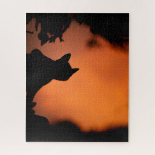 Halloween Black Cat Orange Hintergrund anpassen Puzzle