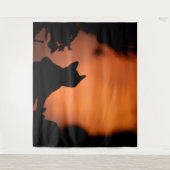 Halloween Black Cat Orange Hintergrund anpassen Wandteppich (Vorderseite)