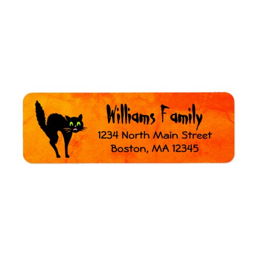 Halloween Black Cat Orange Rücksendeadresse (Vorne)