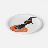 Halloween Black Cat Paper Plate Pappteller (Schrägansicht)