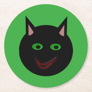 Halloween Black Cat Paper-Untersetzer Runder Pappuntersetzer