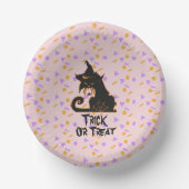 Halloween Black Cat Party Confetti Pink Pappteller (Vorderseite)