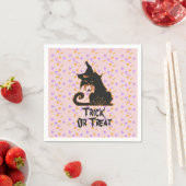 Halloween Black Cat Party Confetti Pink Serviette (Beispiel)