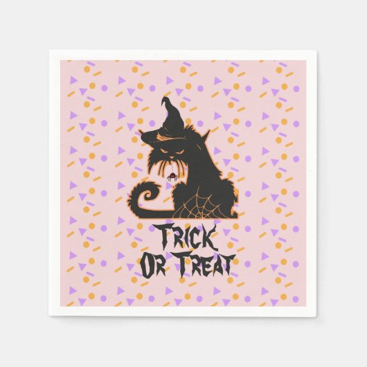 Halloween Black Cat Party Confetti Pink Serviette (Vorderseite)