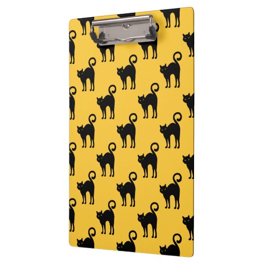 Halloween Black Cat Pattern Clipboard Klemmbrett (Links)