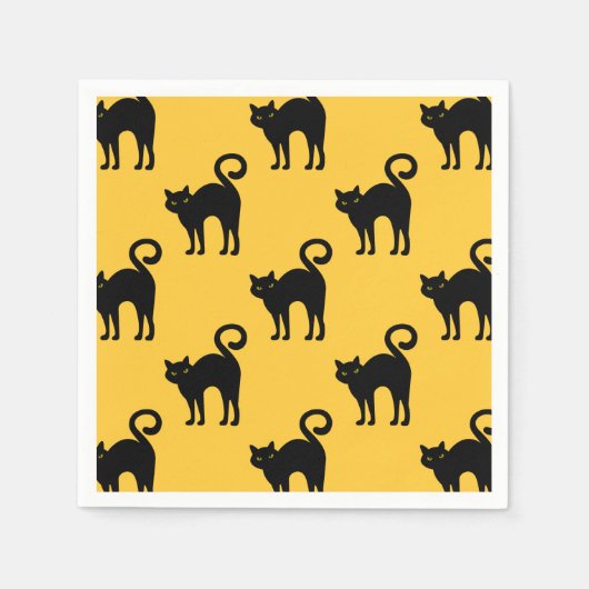 Halloween Black Cat Pattern Paper Napkins Serviette (Vorderseite)