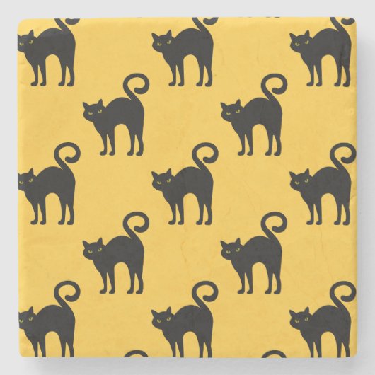 Halloween Black Cat Pattern Stone Untersetzer (Vorderseite)