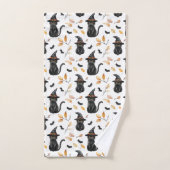 Halloween Black Cat Pattern - Witchy Cat Badhandtuch Set (Handtuch)