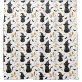 Halloween Black Cat Pattern - Witchy Cat Duschvorhang (Vorderseite)
