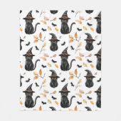 Halloween Black Cat Pattern - Witchy Cat Fleecedecke (Vorderseite)