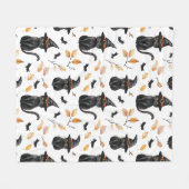 Halloween Black Cat Pattern - Witchy Cat Fleecedecke (Vorderseite (Horizontal))