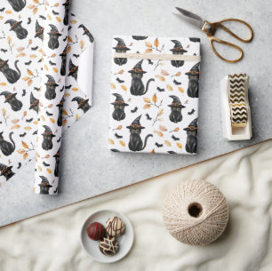 Halloween Black Cat Pattern - Witchy Cat Geschenkpapier