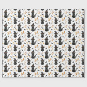 Halloween Black Cat Pattern - Witchy Cat Geschenkpapier (Flach)