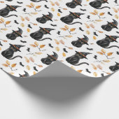 Halloween Black Cat Pattern - Witchy Cat Geschenkpapier (Ecke)
