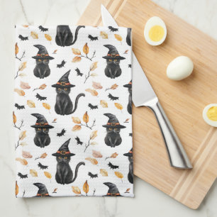Halloween Black Cat Pattern - Witchy Cat Geschirrtuch