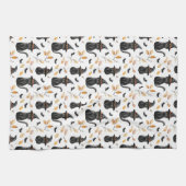 Halloween Black Cat Pattern - Witchy Cat Geschirrtuch (Horizontal)