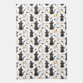 Halloween Black Cat Pattern - Witchy Cat Geschirrtuch (Vertikal)