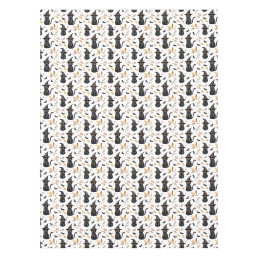Halloween Black Cat Pattern - Witchy Cat Tischdecke (Vorderseite)