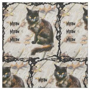 Halloween Black Cat Pet Foto Herbstblätter Stoff