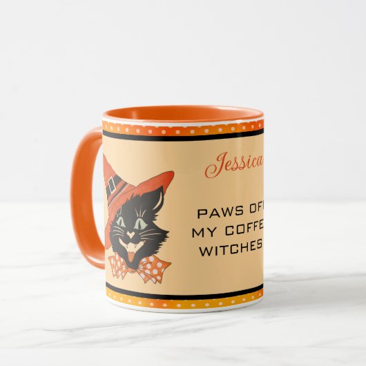 Halloween Black Cat - Pfoten von meinen Kaffeewitz Tasse (Vorderseite Links)