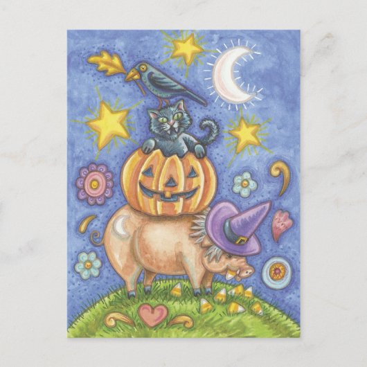 Halloween Black Cat Postcard Postkarte (Vorderseite)