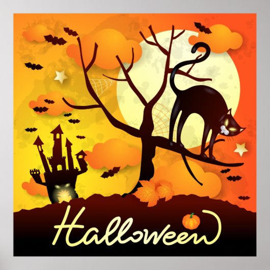 Halloween Black Cat Poster (Vorne)