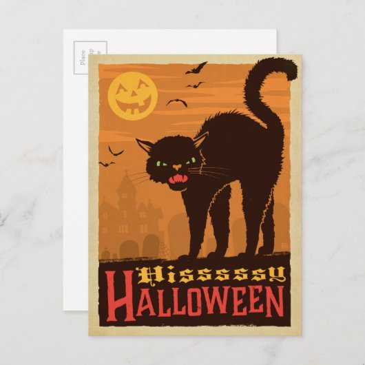 Halloween Black Cat Postkarte (Vorne/Hinten)