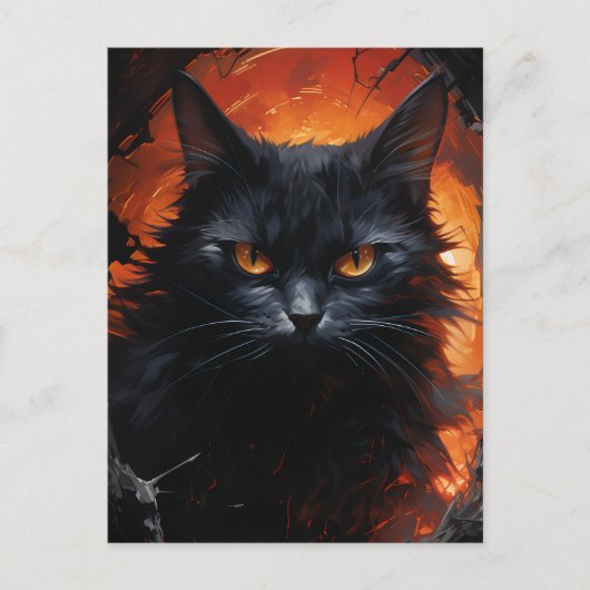 Halloween Black Cat Postkarte (Vorderseite)