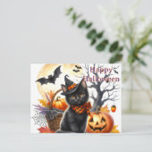 Halloween Black Cat Postkarte (Stehend Vorderseite)