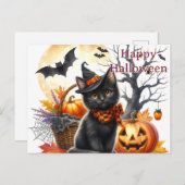 Halloween Black Cat Postkarte (Vorne/Hinten)