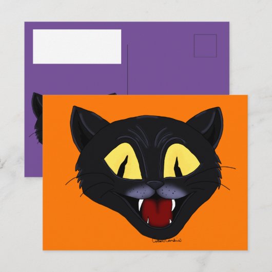 Halloween Black Cat Postkarte (Vorne/Hinten)
